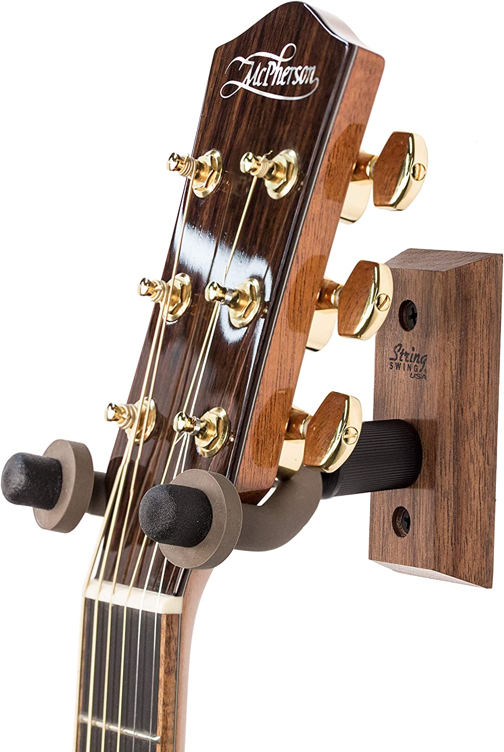 Hardwood home and studio guitar wall mount, color: black walnut