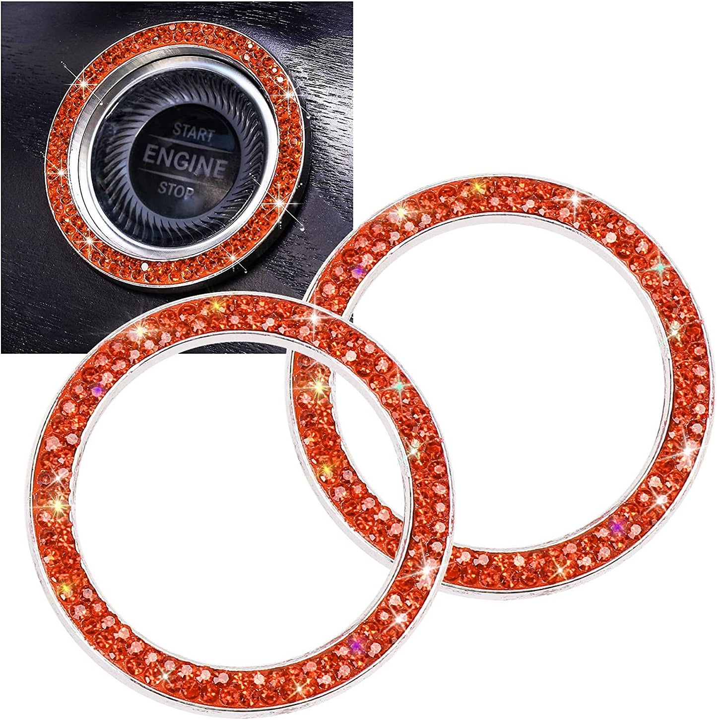 crystal rhinestone ring for car (orange)