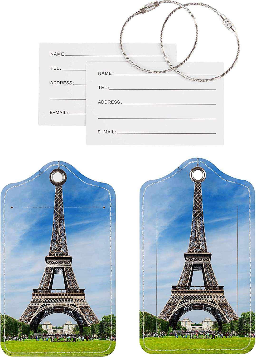 Pack of 2 Luggage Tags 4 x 3 x 0.6 inches, (Pairs Tower)