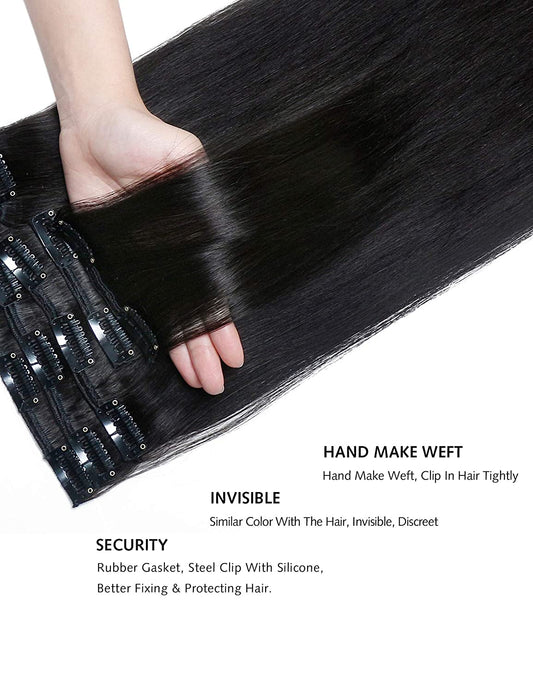 Real Hair extensions, 7 pieces, (Black)