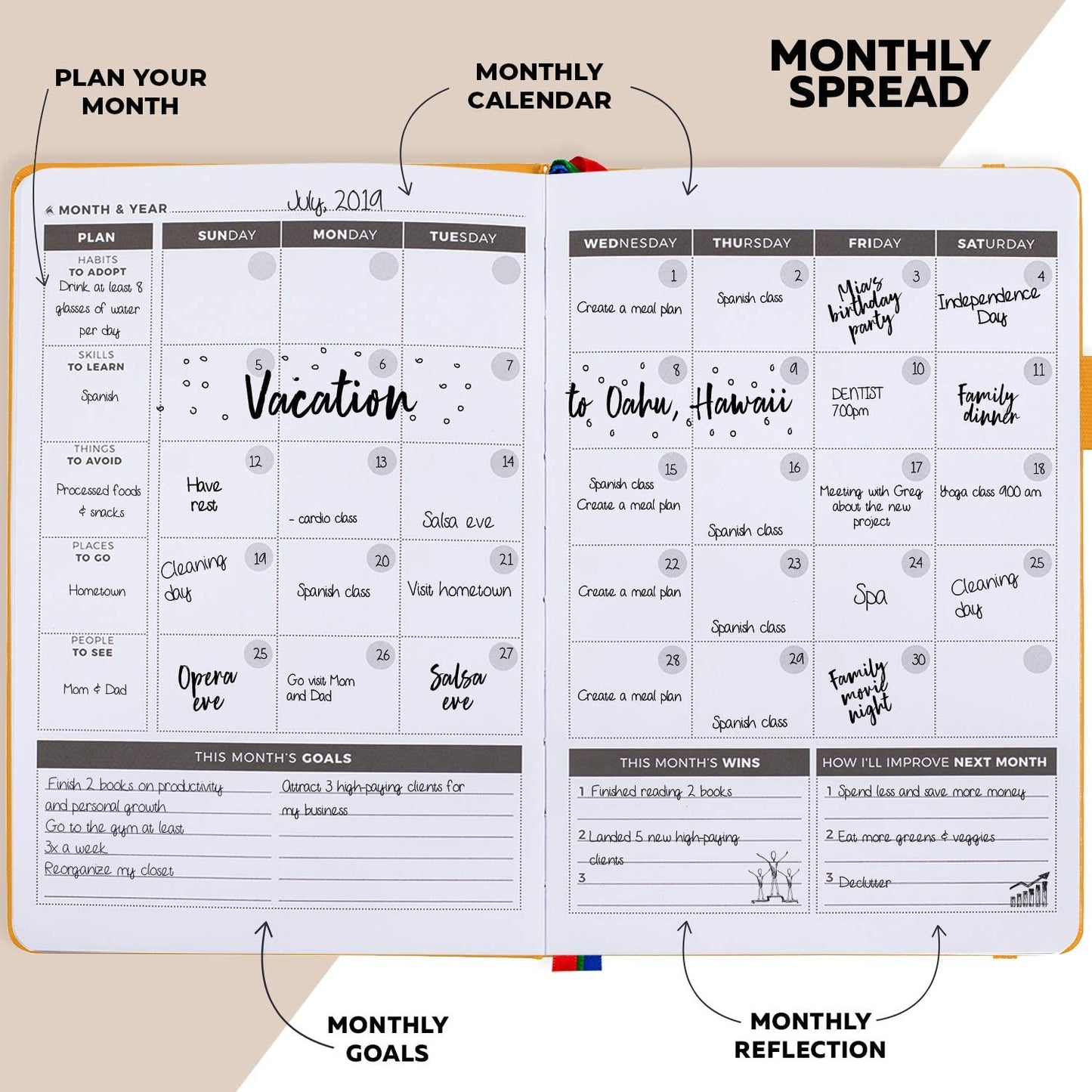 activity planner notebook, Yellow (Undated)