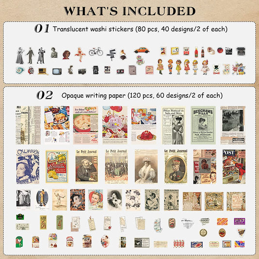 200 Piece Vintage Scrapbooking Supplies Kit (Forest)