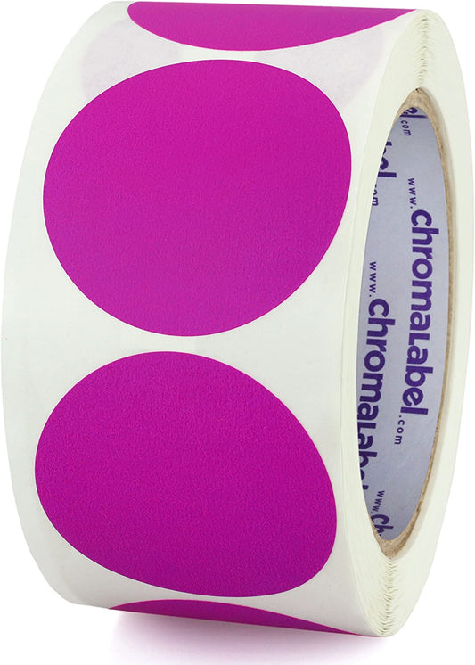 2" Round Stickers, 500 Per Roll, Fluorescent Purple