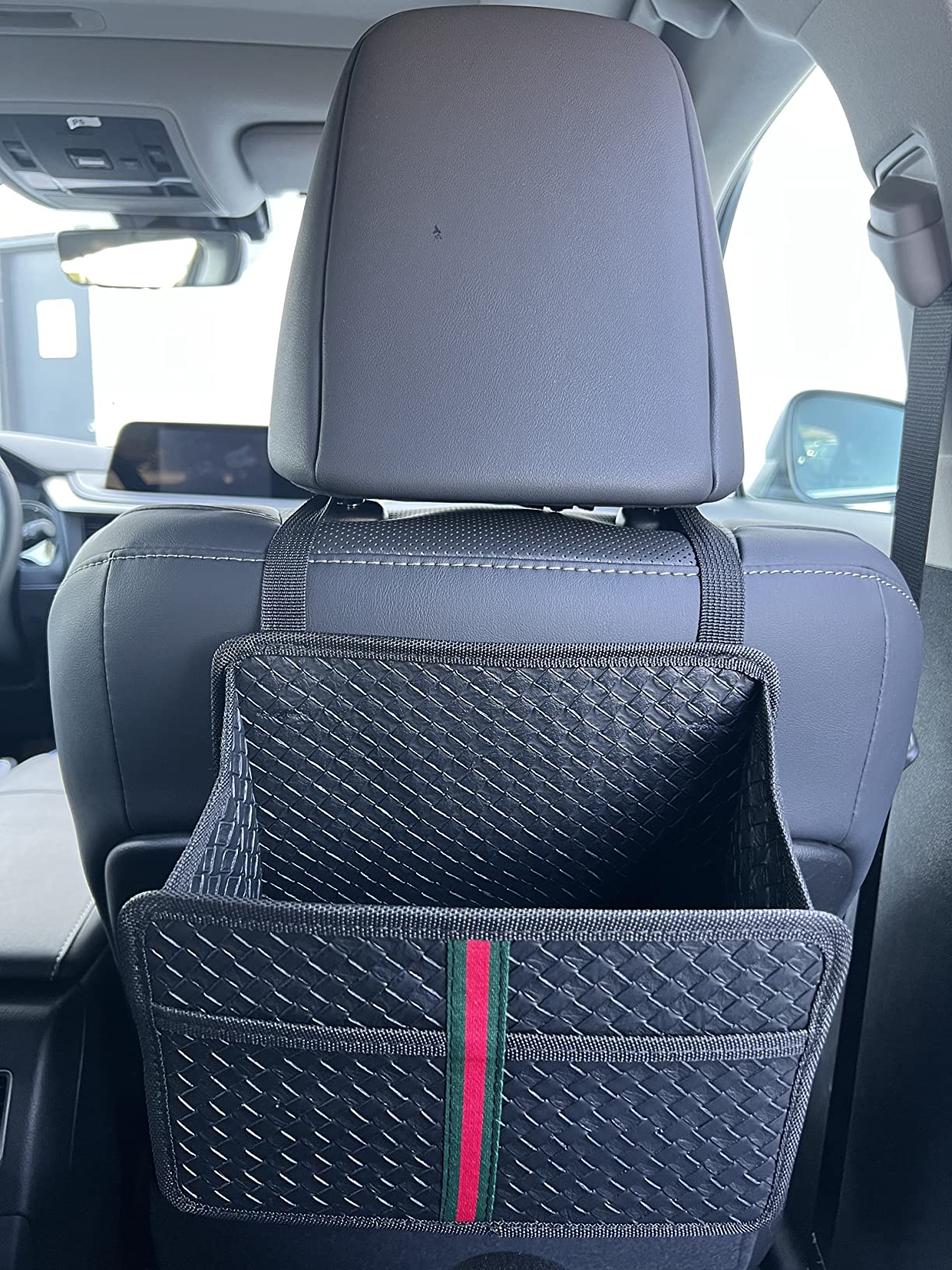 car backseat organizer, Color: Litchi Textured Leather-black