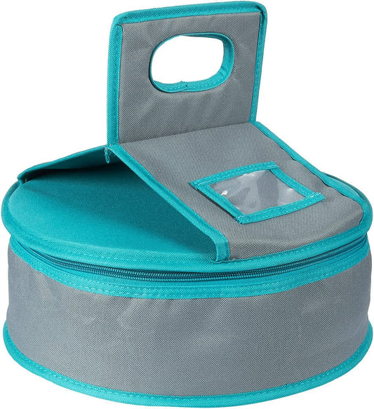 round insulated bag for meals, (teal and gray)