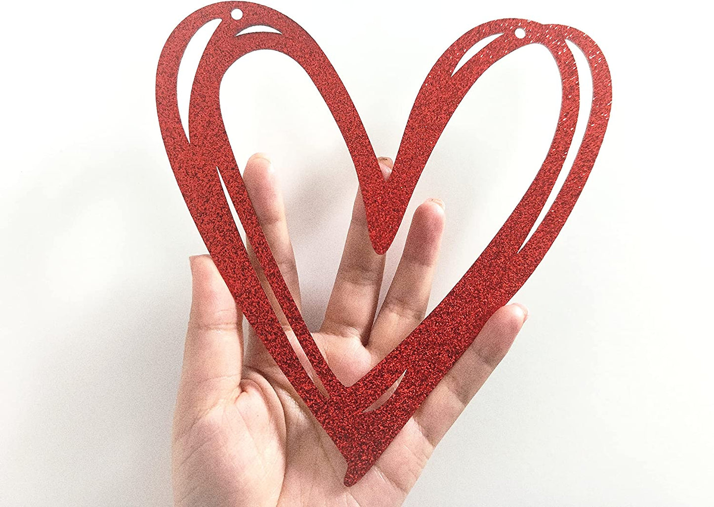 3 Red and Pink Glitter Valentine Heart Garlands