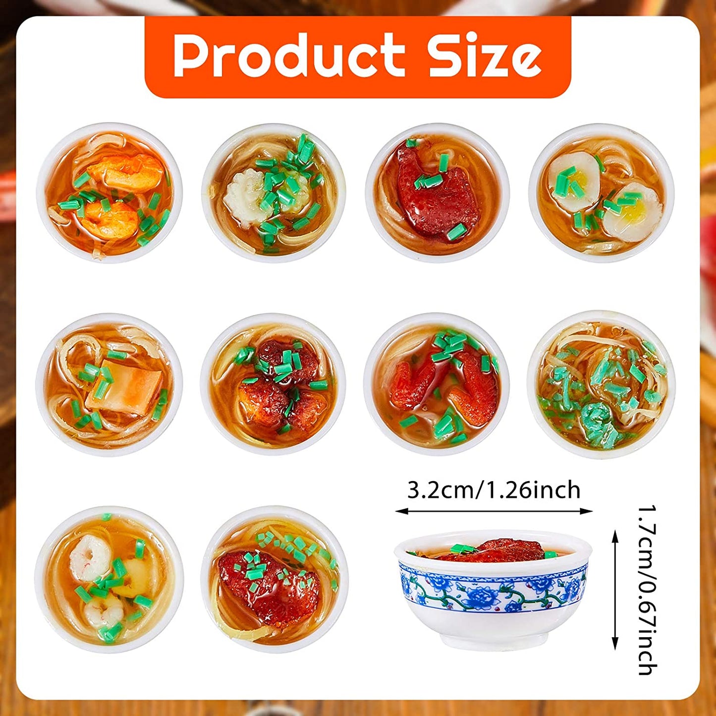 10 pieces mini food keychain, (warm style)