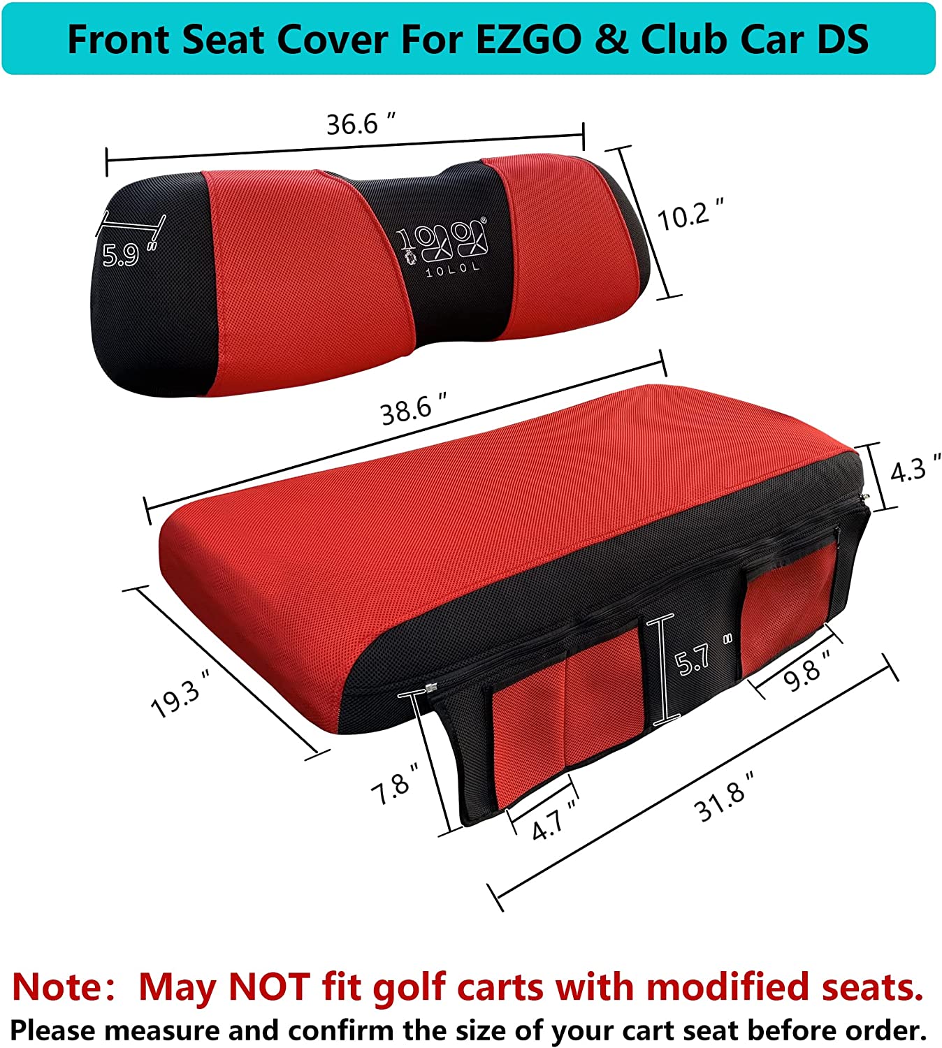 Golf Cart Seat Cover Color: Black/Red