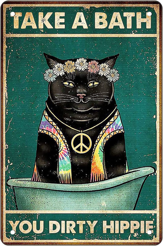 Bathroom Funny Black Cat Vintage