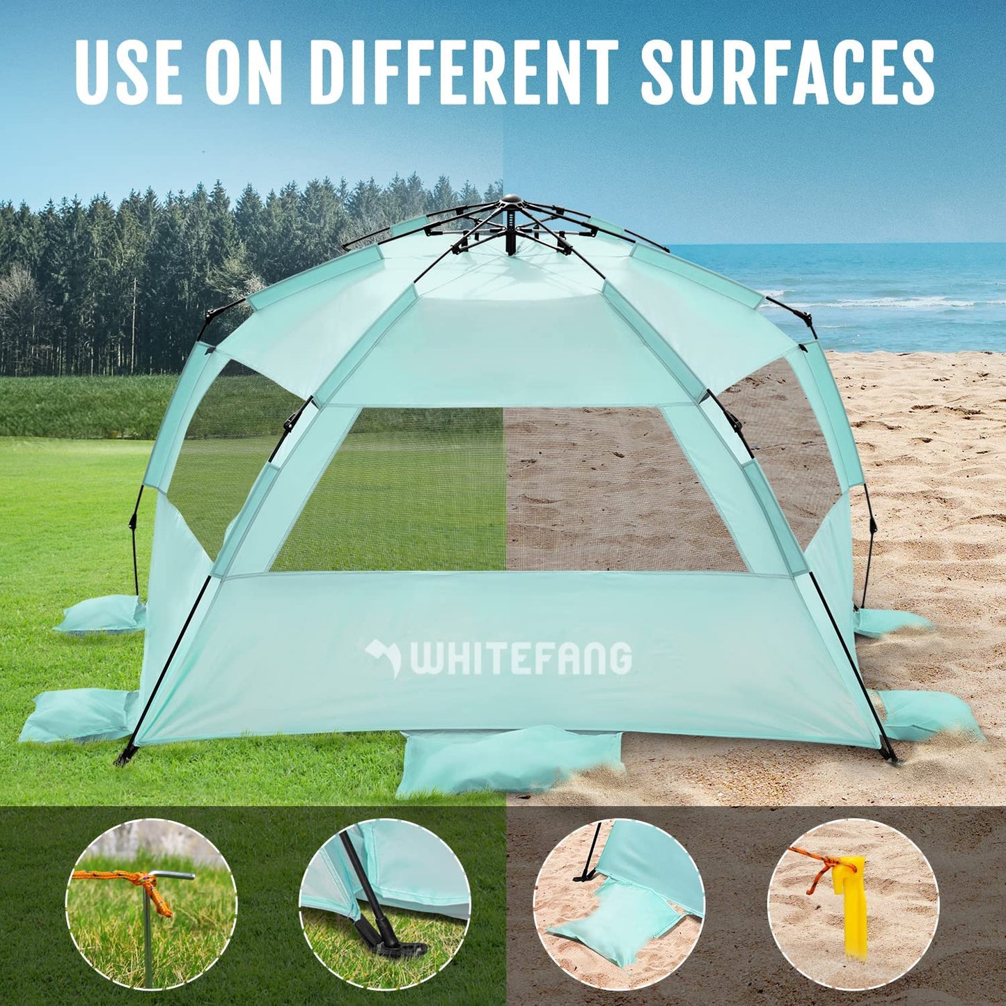 XL Pop Up Beach Tent, Color Mint Green