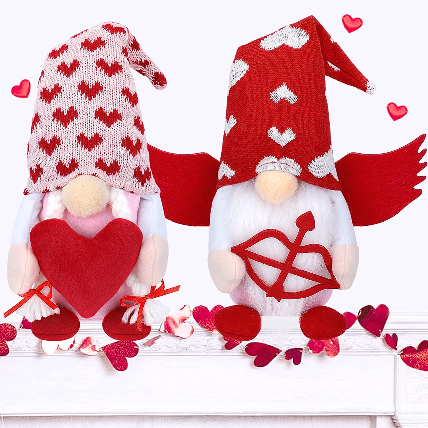 Valentine's Day Gnomes Plush Decoration, 2 Pieces