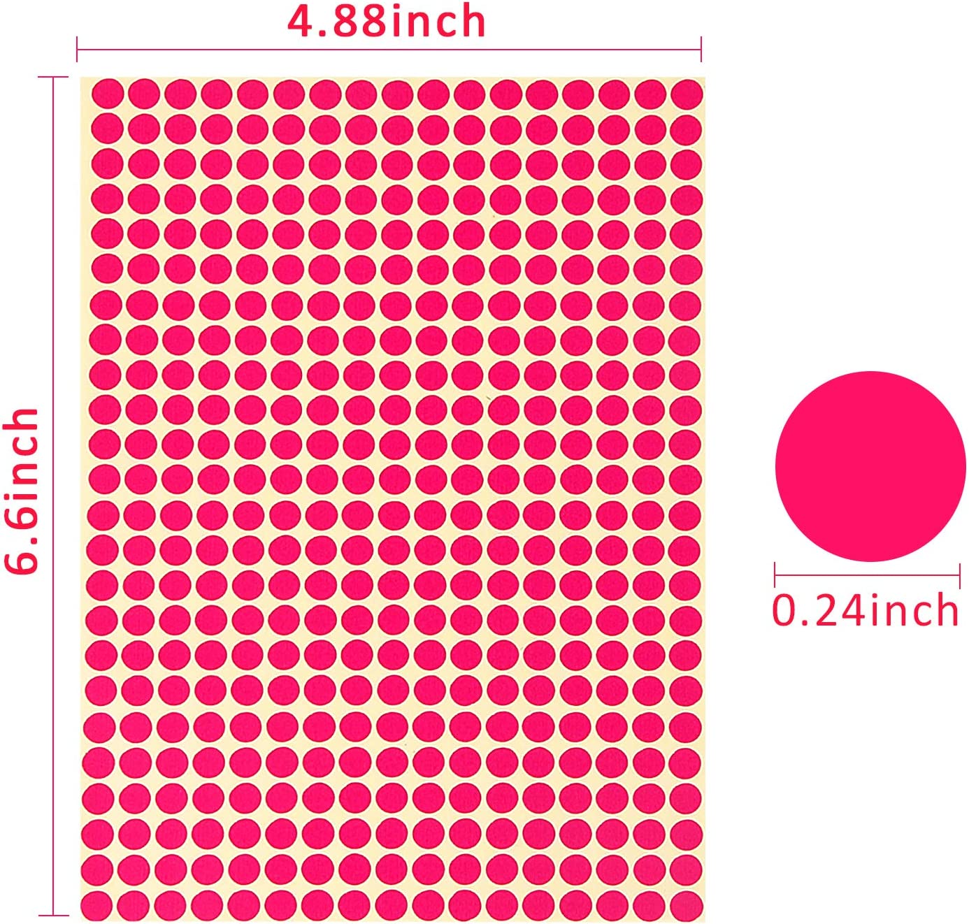 1/4" Small Round Labels,16 Colors (26656 Pcs)