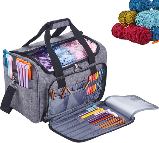 Large bag for crochet, balls and accessories, Gray