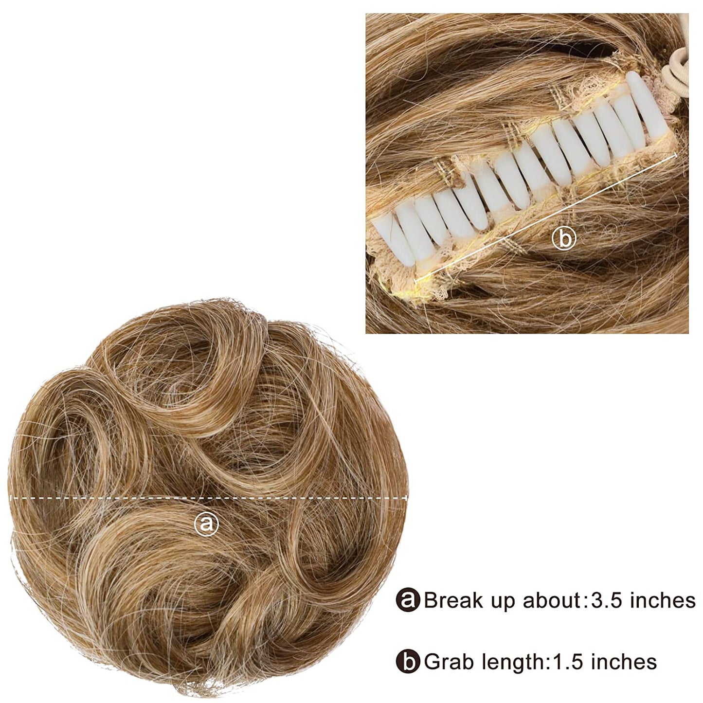 2 Medium Wavy Hair Chignon Extensions Color: Dark Blonde, 3.5"