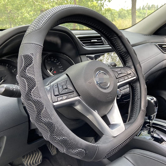 Black Honeycomb High Grip Steering Wheel Cover (Black)