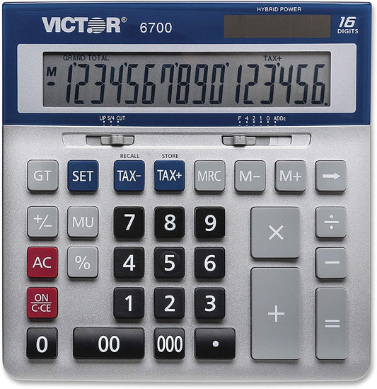 16-Digit Desktop Calculator, Silver, Blue