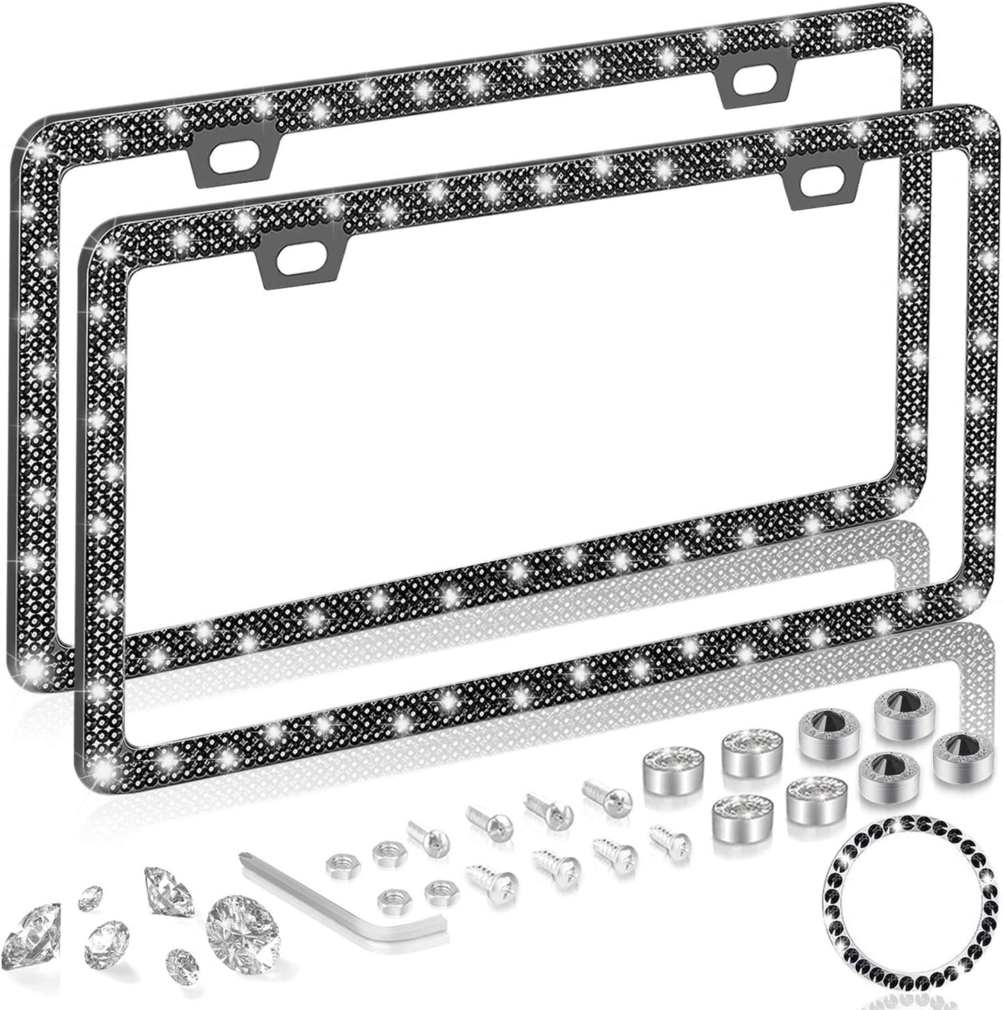 Bling color black License Plate Frame, Pack of 2