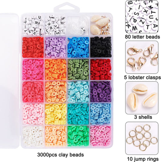 3100 Pieces Clay Beads Set for Bracelet Making, 20 Colors