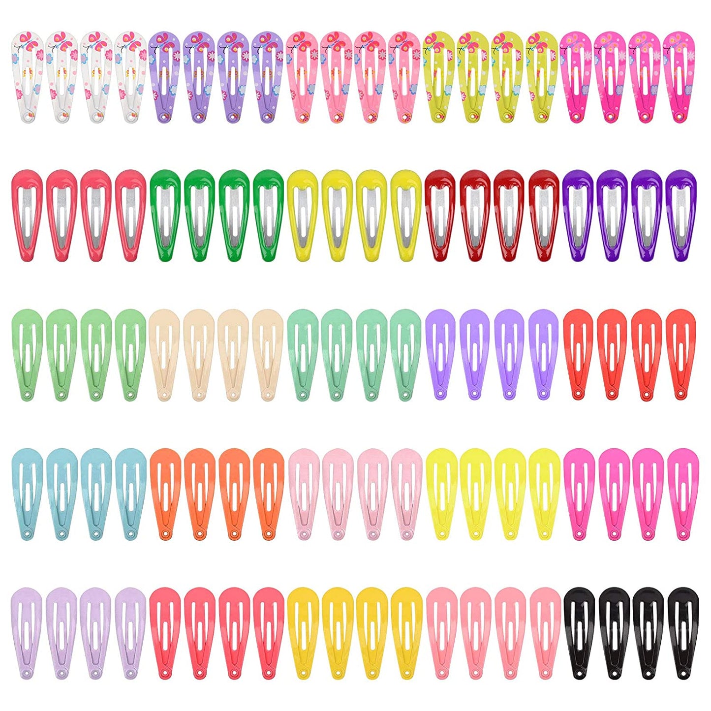 100 Small 1 Inch Metal Hair Clips (Multicolor)