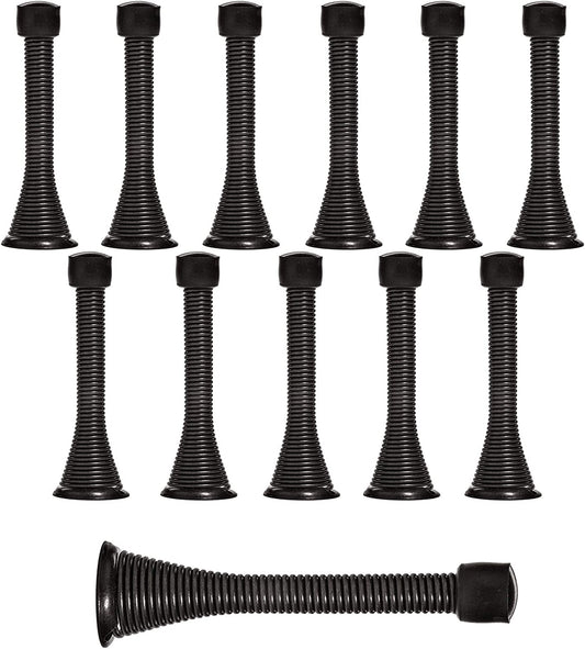 12 Pack Spring Door Stops 3 1/4" Flexible Heavy Duty , Black