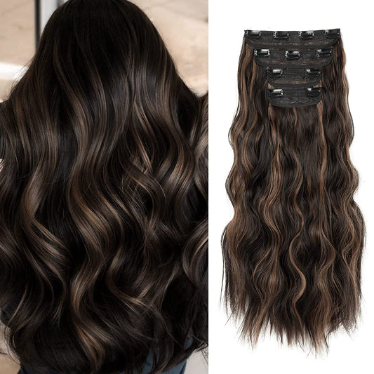 4 pieces in chocolate brown hair extensions 20 inches-200 grams