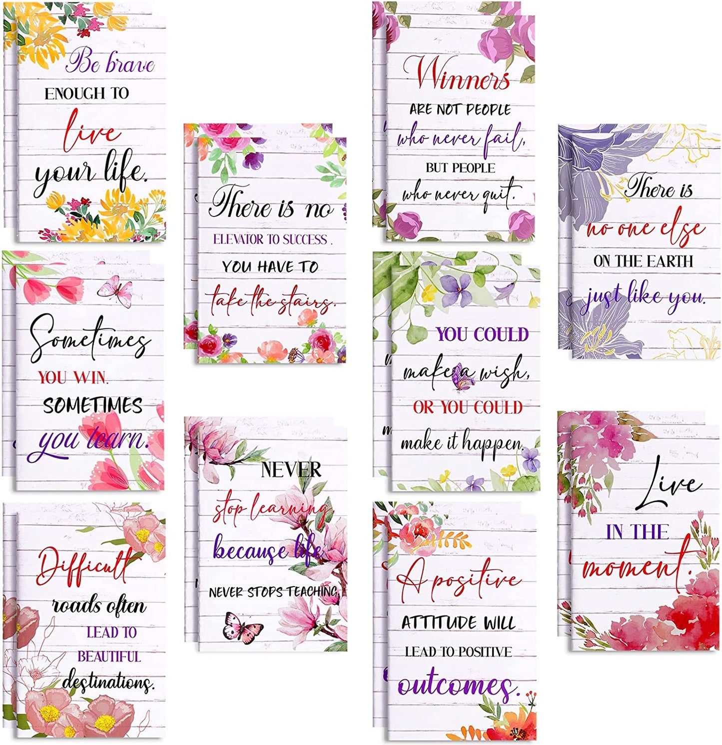 Pocket notepad, 10 styles (20 pieces) floral style