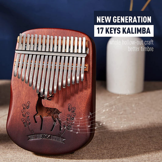 Portable kalimba 17 keys mahogany wood, color deer gradient brown