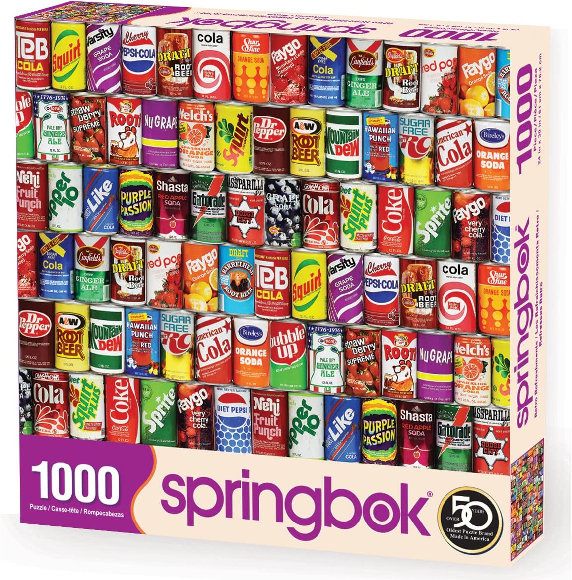 1000 piece puzzle of various retro soft drinks