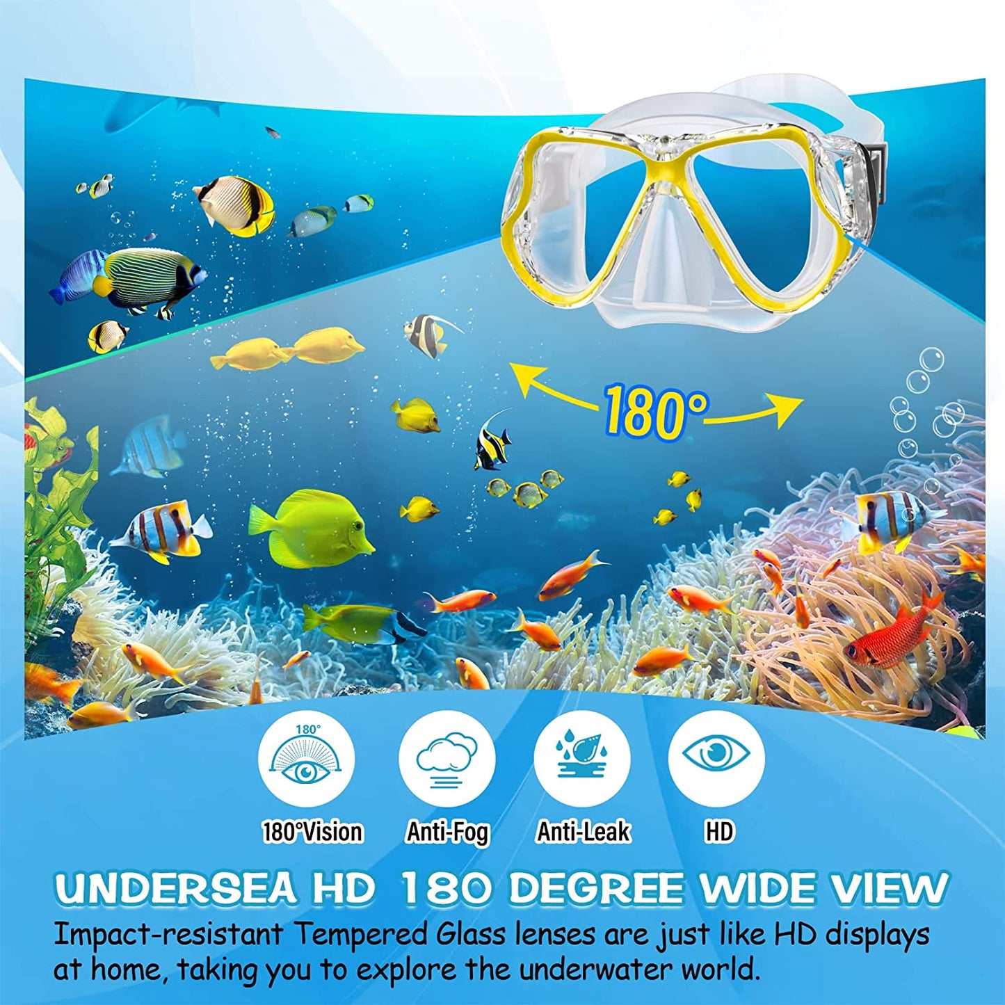 Professional snorkeling equipment, (Yellow)