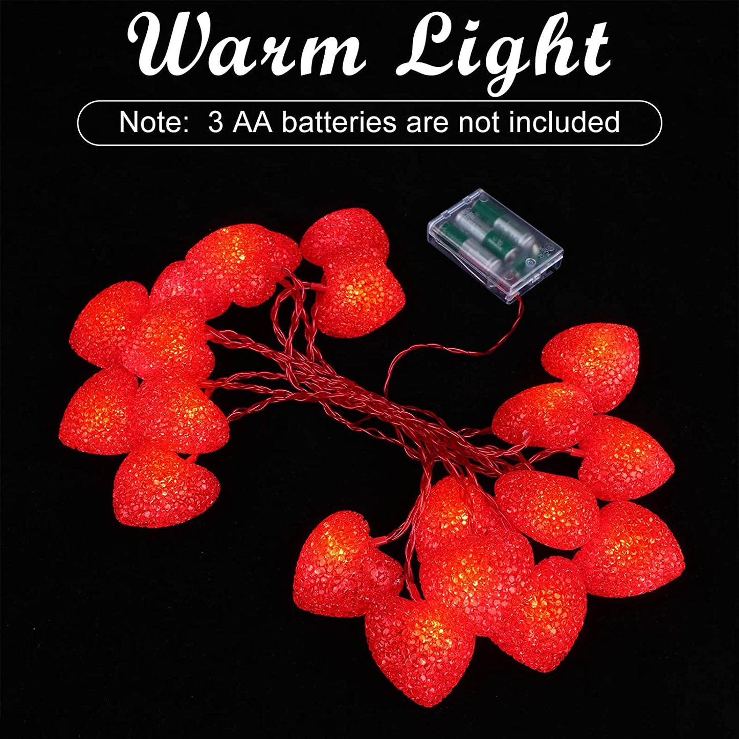 Red Heart LED String Lights, Red