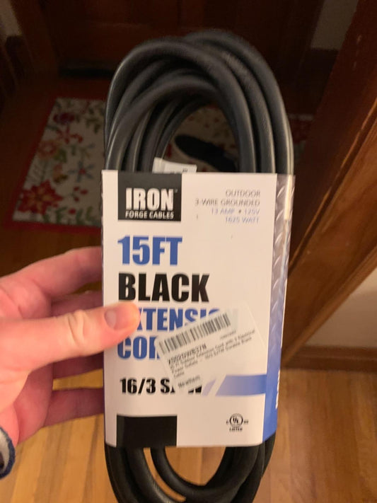 10ft outdoor extension cord with 3 electrical outlets, black cord