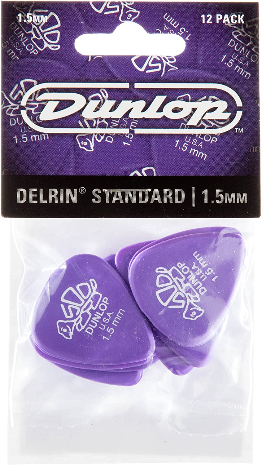 1.5mm guitar picks, pack of 12, Lavender