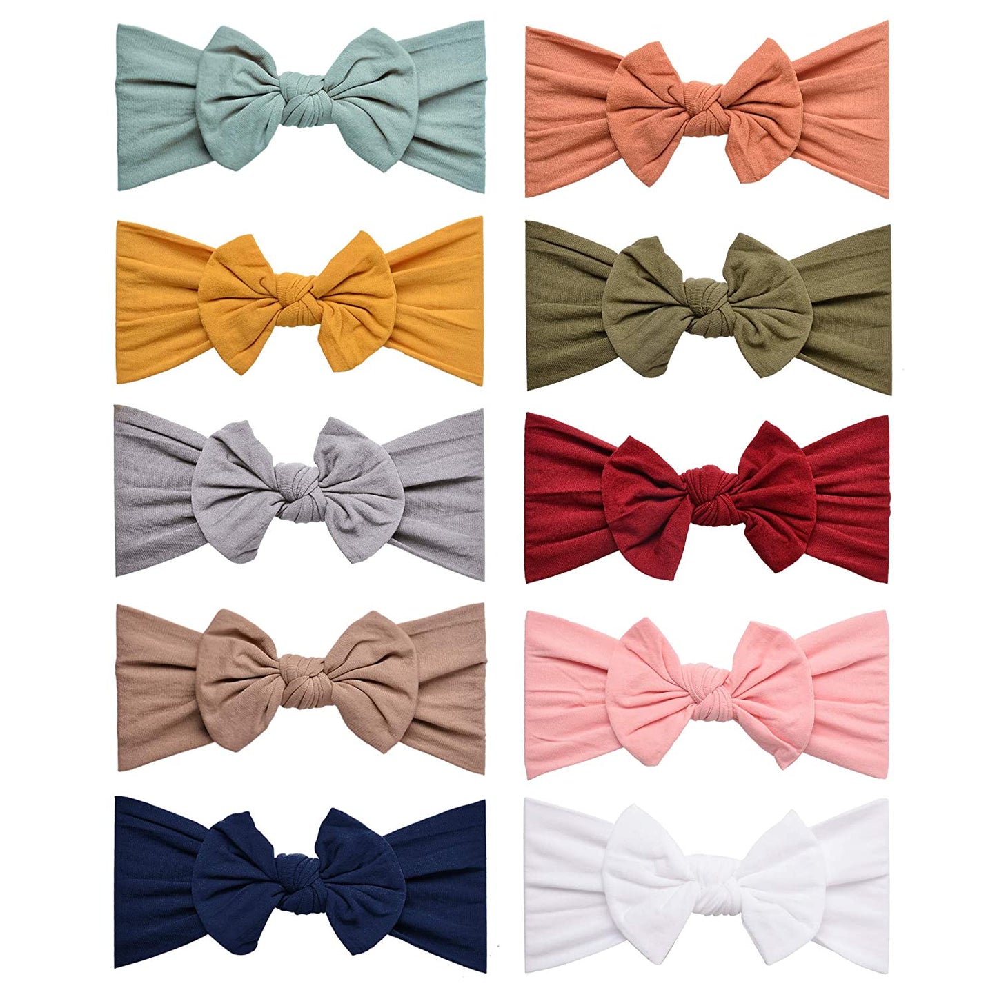 Baby Headbands with Elastic Ties, Pack of 10