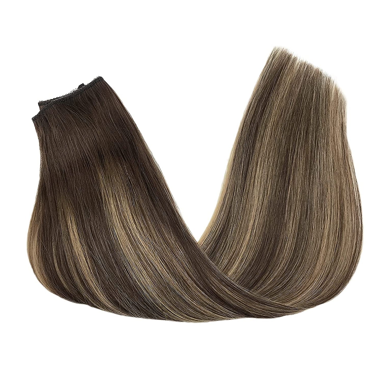 14 Inch Hair Extensions, #(4B/26)/4B Chocolate Brown Honey Blonde