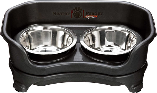 Raised pet bowls, stainless steel (black)