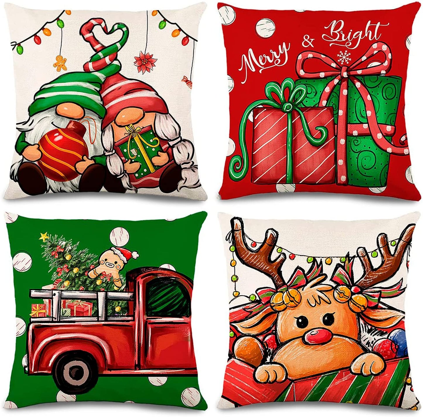 Christmas Pillow Covers 18x18, Set of 4