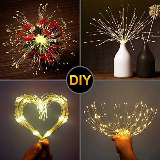 Fireworks Lights, 200 LED Copper Wire Lights, 8 Modes