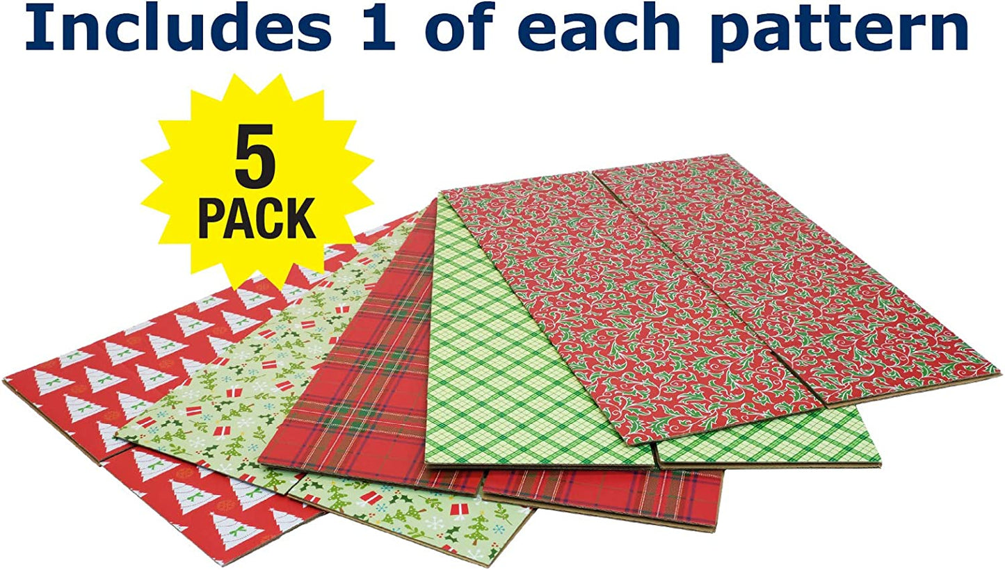 Holiday Gift Boxes (5 Pack - Assorted Patterns - 11.5 "x6" x6 ")