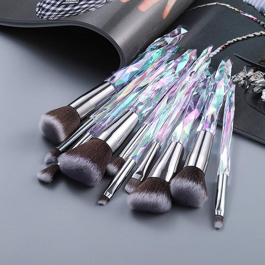 10-Piece Crystal Makeup Brush Set, (D)