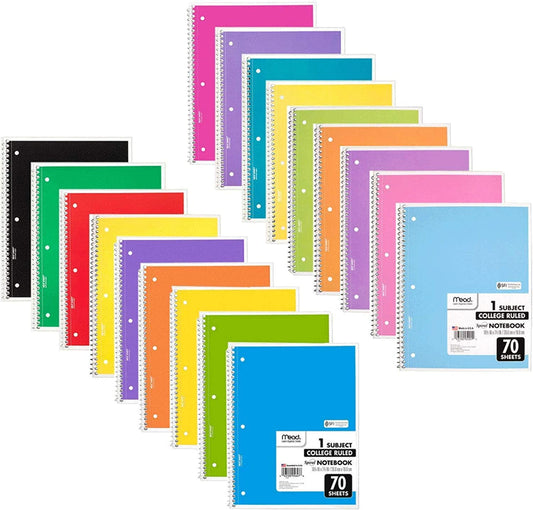 Spiral notebooks of different pastel color