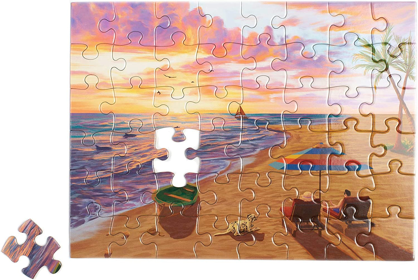 48 Large Piece Puzzle (Beach Day), 12.8x9.7x0.8 inches