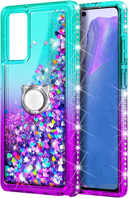 Case with Tempered Glass Screen Protector (Aqua/Purple)