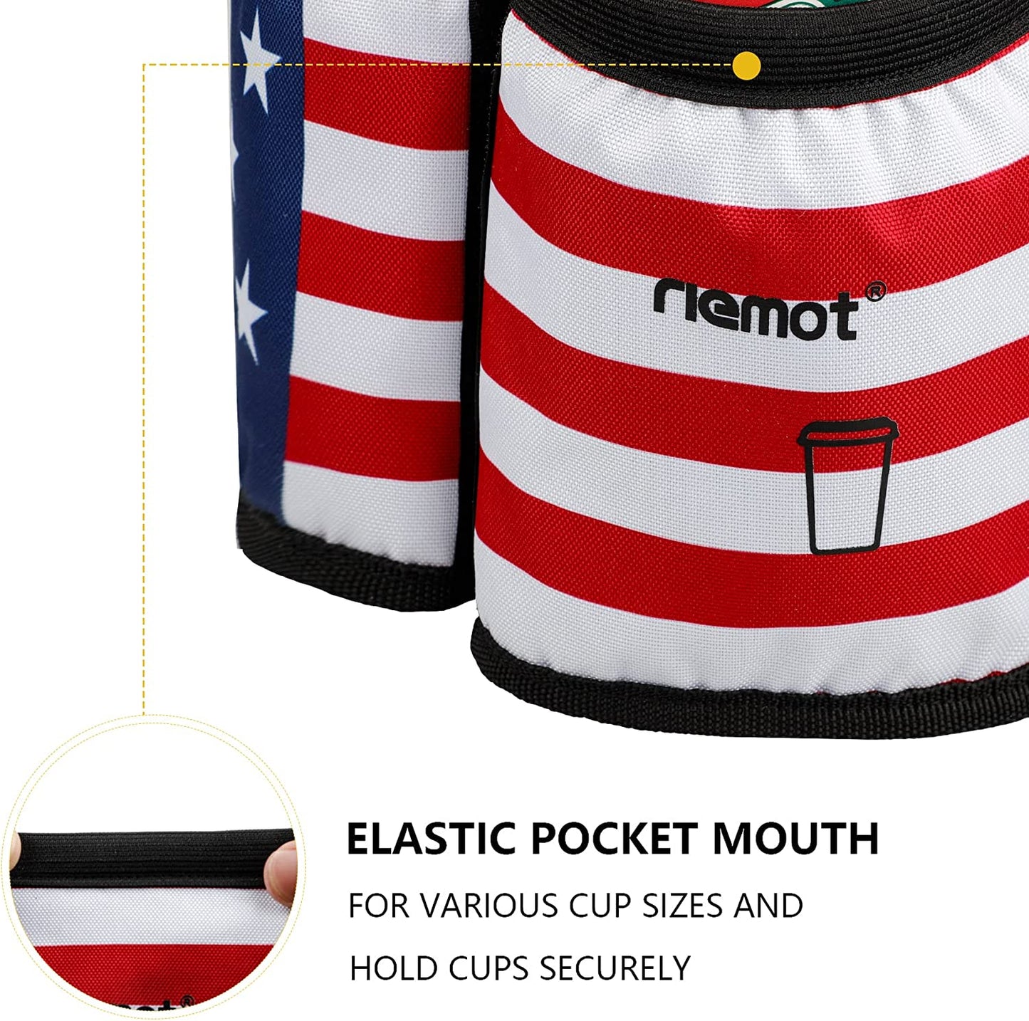 Luggage Travel Cup Holder, Hook & Loop: US Flag