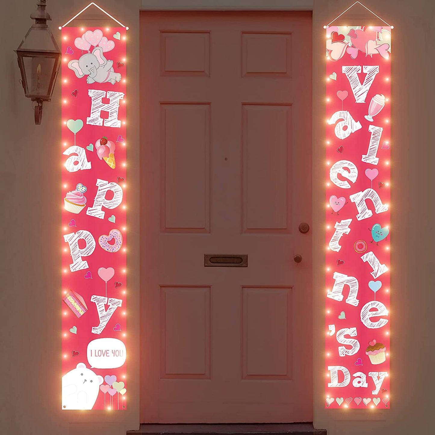 2 Lighted Banners for Valentine's Day Decorations