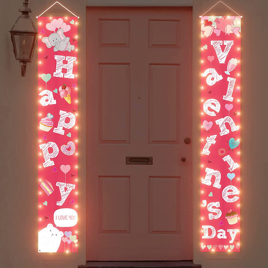 2 Lighted Banners for Valentine's Day Decorations