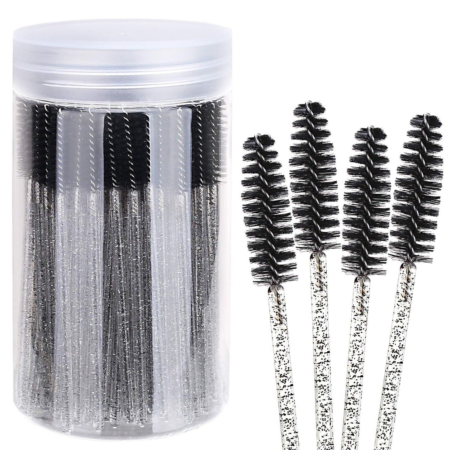 100 Disposable Mascara Brushes with Container (Crystal Black)