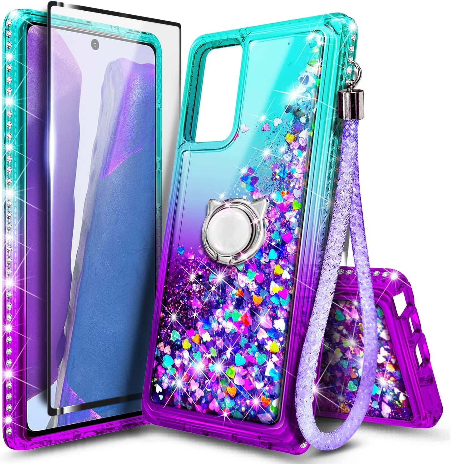 Case with Tempered Glass Screen Protector (Aqua/Purple)