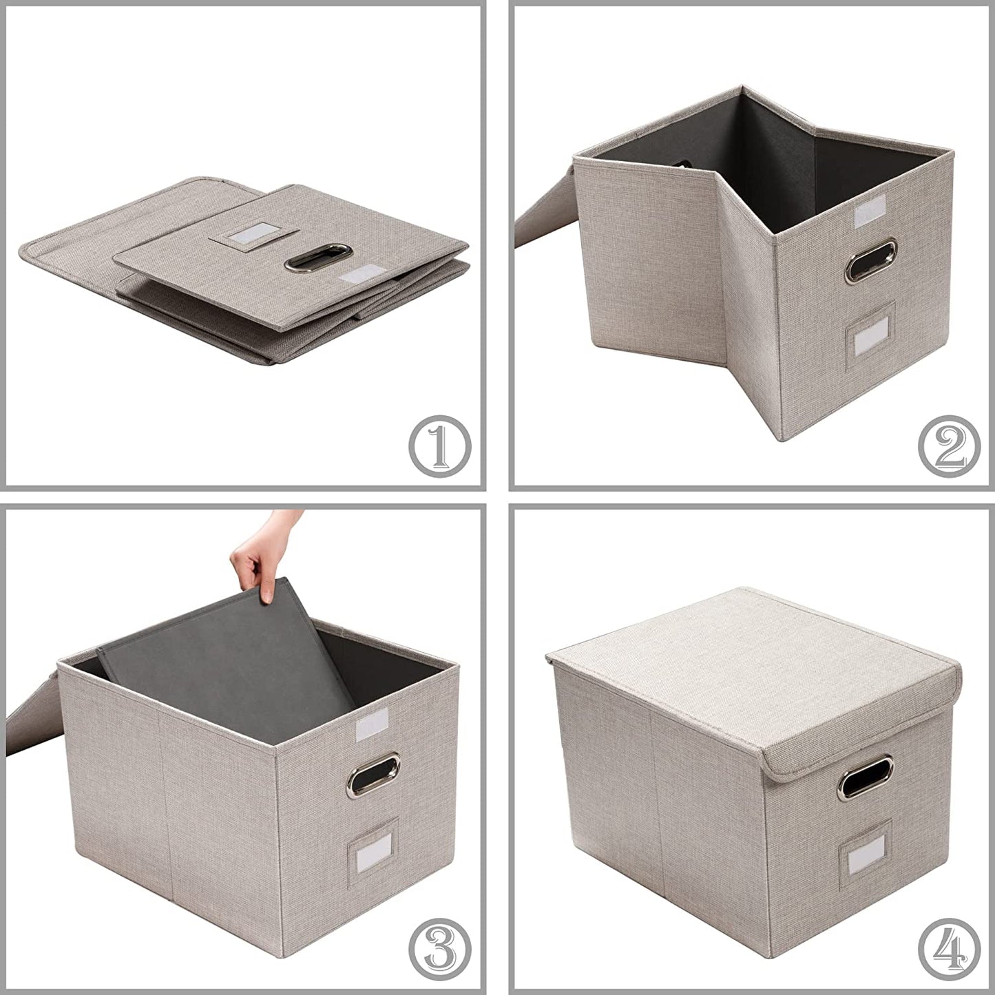 Set of 2 File Organizer Box, Color (Light Grey)