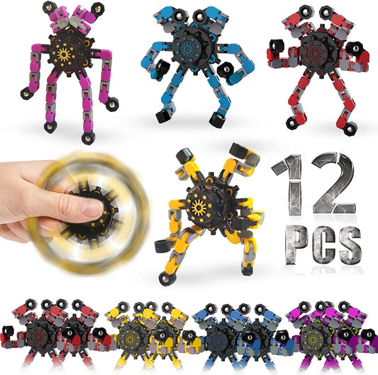 12 transformable chain robot packs - Color: Finger Toy