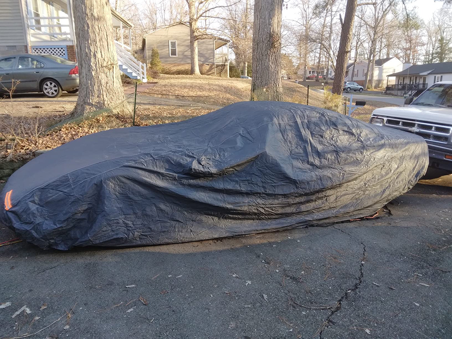 Polyester Car Cover, 190"x 75"x 60" with Zipper Door, (Silver)